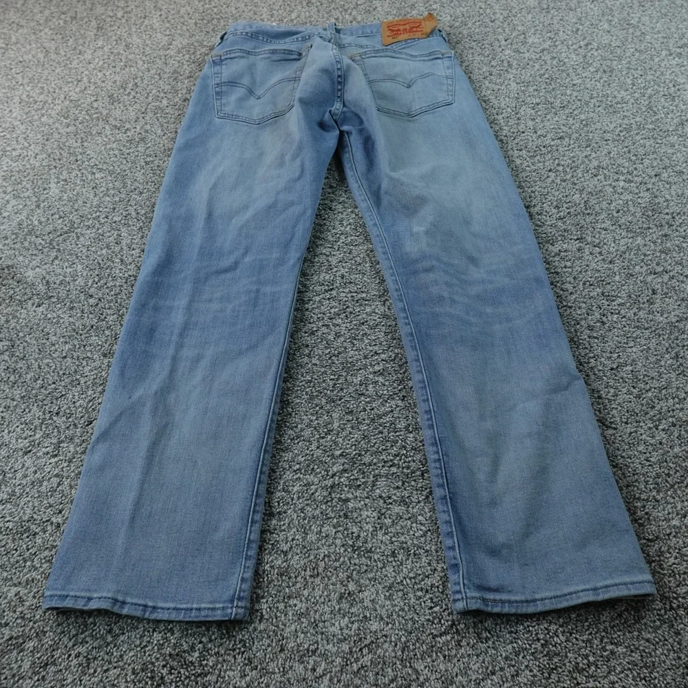 Levis Jeans Mens 32X30 Light Blue Denim Pants 501 Button Fly Straight Stretch